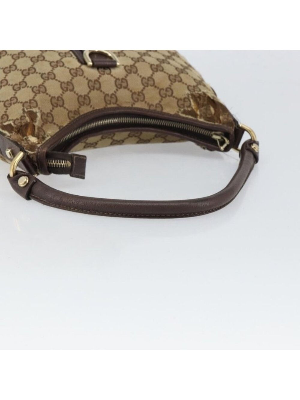 Authentic GUCCI GG Canvas Abbey Shoulder Bag Beige Gold 130738 - Picture 14 of 16